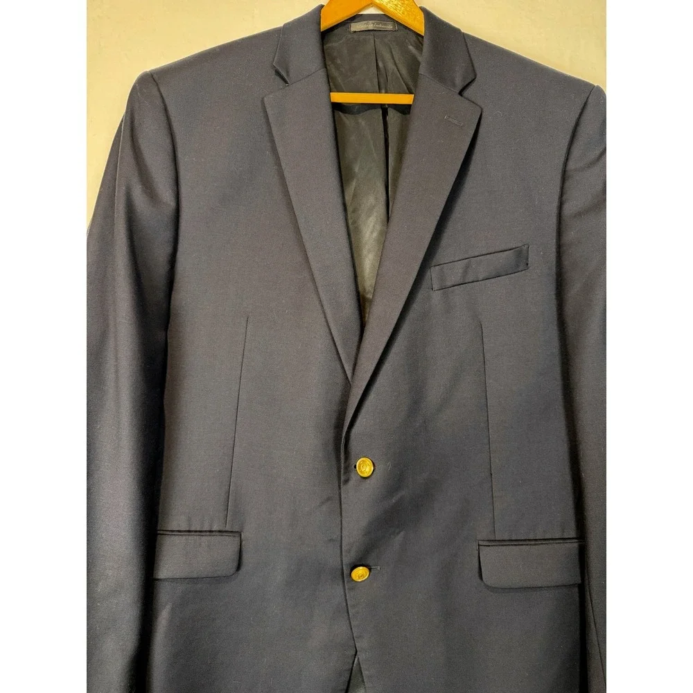 Lauren Ralph Lauren Wool Blazer Navy Men's 46L Wool Gold Buttons Business Casual
